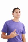 Teenager With Rock Gesture Stock Photo