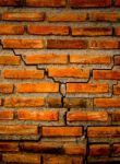 The Crack Wall From Brick And Brick Background, Red Crack Brick And Pattern Of Crack Brick Wall Background Stock Photo