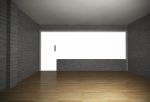 Empty Room With Brick Wall And Wood Floor Stock Photo