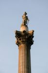 London - November 12 : Close-up Of Part Of Nelson's Column In Tr Stock Photo