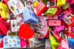 Seoul - March 28 : Love Padlocks At N Seoul Tower Or Locks Of Love Is A Custom In Some Cultures Which Symbolize Their Love Will Be Locked Forever At Seoul Tower On March 28,2015 In Seoul,korea Stock Photo