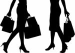 Silhouette Shopping Ladies Stock Photo