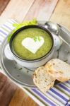 Homemade Cream Of Broccoli Soup Stock Photo