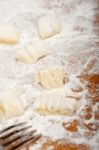 Making Fresh Italian Potato Gnocchi Stock Photo