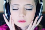 Girl With Headphones  Stock Photo