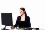 Pretty Businesswoman At Work Stock Photo