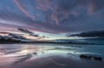 Spectacular Sunset On The Beach Of Arnao, Asturias, Spain, Stock Photo