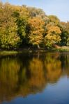 Autumn Lake In The Park Stock Photo