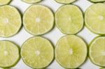 Round Slices Of Lime Fruit Stock Photo