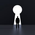 Vision Silhouettes Shows Key Hole And Protection Stock Photo