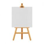 The Easel Stand Isolated For Paintings In Exhibition Stock Photo