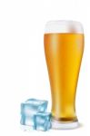 Beer Glass With Ice Cubes Stock Photo