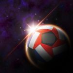 France Flag On 3d Football With Rising Sun Stock Photo