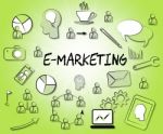 Emarketing Icons Represents Internet Promotions And Selling Stock Photo