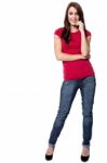 Full Length Pose Of Woman In Casual Stock Photo