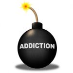 Addiction Bomb Shows Dependence Fixation And Dependency Stock Photo
