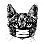 Illustration Of Cat With Mask Hand Drawn Stock Photo