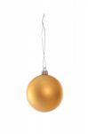 Hanging Gold Christmas Ball On White Background Stock Photo