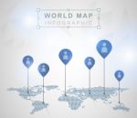 Light World Map With Pointer Marks Stock Photo