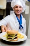 Tasty And Appetizing Hamburger ! Stock Photo