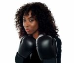 Female Boxer In Action Stock Photo