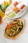 Original Fajita Sizzling Hot  On Iron Plate Stock Photo