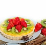 Kiwi And Strawberry Pie Tart Stock Photo