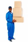 Man Holding Cardboard Box Stock Photo