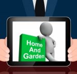 Home And Garden Book With Character Displays Household And Garde Stock Photo