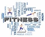 Fitness Words Represents Work Out And Exercising Stock Photo