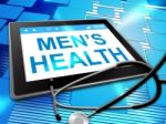 Mens Health Indicates Preventive Medicine And Computer Stock Photo