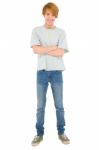 Standing Teenage Boy Stock Photo