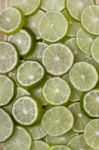 Round Slices Of Lime Fruit Stock Photo