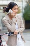 Young Woman Portrait With Smart Phone Stock Photo