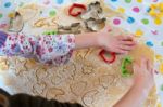 Children Baking Christmas Cookies Stock Photo