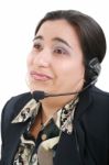 Bored Customer Service Operator Stock Photo