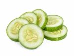 Slice Cucumber Isolated On The White Background Stock Photo