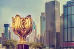 The Golden Bauhinia Square, Wan Chai, Hong Kong, China Stock Photo