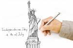 Hand Drawing Statue Of Liberty Stock Photo