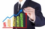 Businessman Drawing Graph Grow Stock Photo