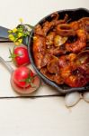 Fresh Seafoos Stew On An Iron Skillet Stock Photo