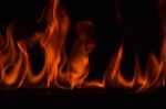 Beautiful Fire Flames On Black Background Stock Photo