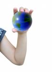 Hand Holding Globe Stock Photo