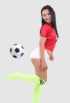 Woman And Football Stock Photo