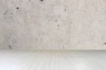 Top Of Wood Table On Old Concrete Wall Background Stock Photo