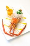 Baked Crayfish On Dish Stock Photo