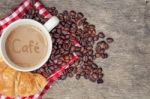 Cafe Croissant Bread Coffee Bean Stock Photo