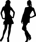 Silhouettes Of Fashion Women Stock Photo