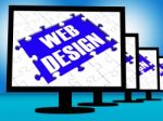 Web Design On Monitors Showing Creativity Stock Photo