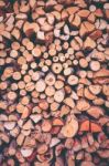 Stack Of Firewood, Wood Background Texture. Layer Of Stored Cut Stock Photo